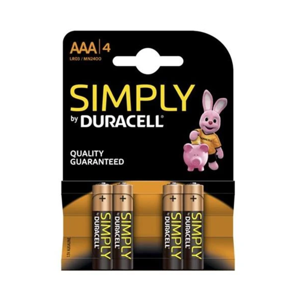 Pack of 4 Simply Duracell AAA Batteries