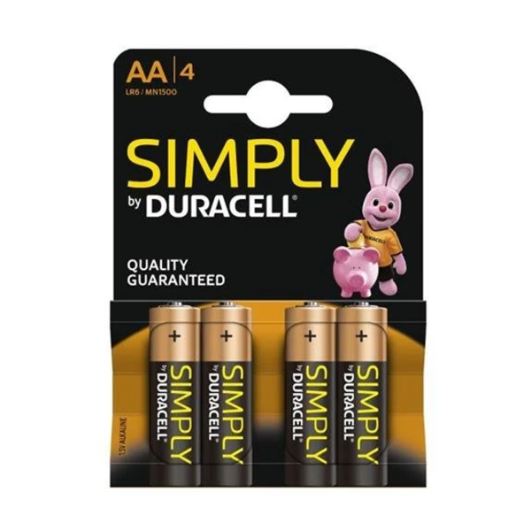 Pack of 4 Simply Duracell AA Batteries