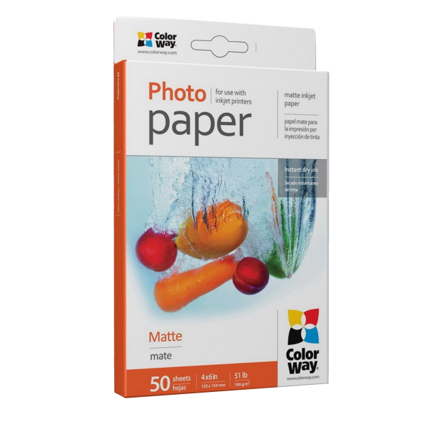 ColorWay Matt 6×4 190gsm Photo Paper 50 Sheets