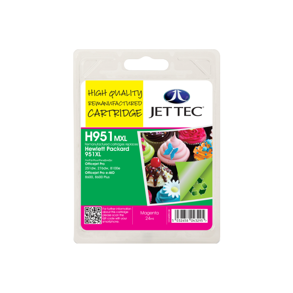 Jet Tec HP 951XL Magenta Ink Cartridge