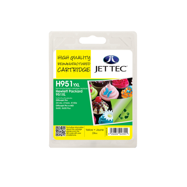 Jet Tec HP 951XL Yellow Ink Cartridge