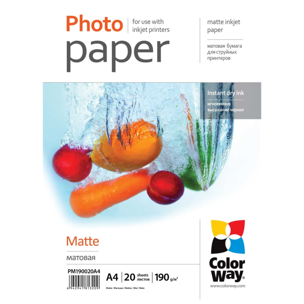 ColorWay Matt A4 190gsm Photo Paper 20 Sheets