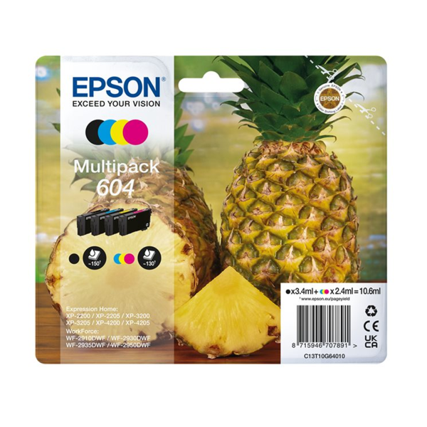 Epson 604 (Pineapple) CMYK (Colour & Black) Original Ink Cartridges Multipack