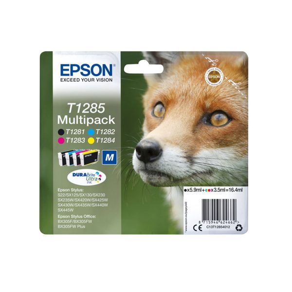 Epson T1285 (Fox) Colour Original Ink Cartridges Multipack